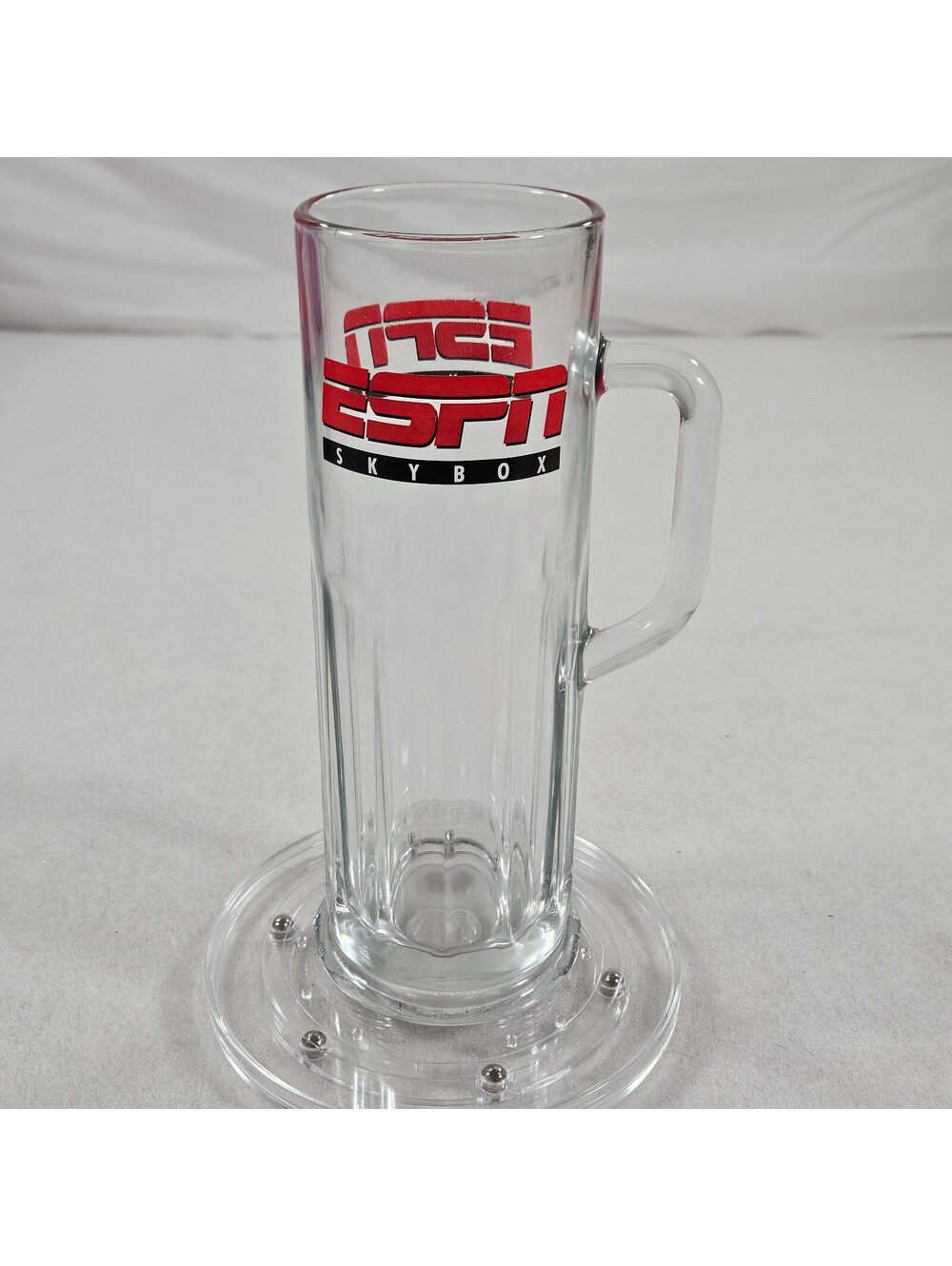 SET of 2 ESPN Skybox 9" Tall 24oz Glass Beer Mugs Stein Vintage Libbey USA Lot